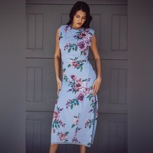 Free People Carmel Midi Dress - Blue Floral